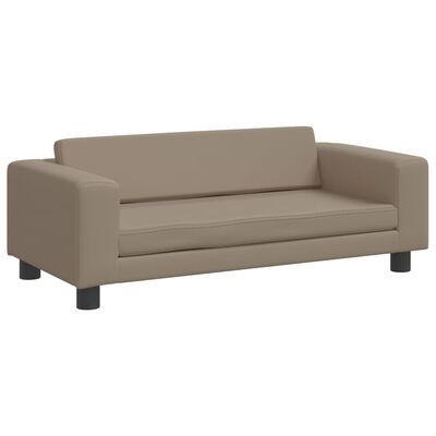 vidaXL Barnsoffa med fotpall cappuccino 100x50x30 cm konstläder