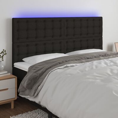 vidaXL Sänggavel LED svart 160x5x118/128 cm tyg