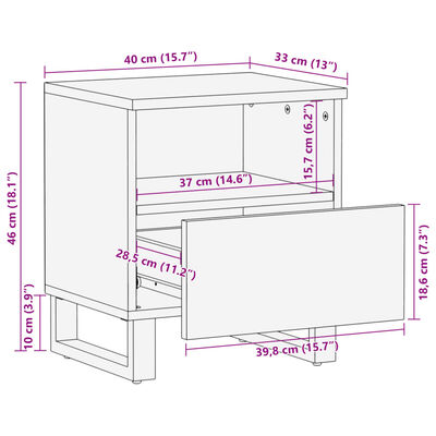 vidaXL Sängbord 2 st 40x34x46 cm massivt återvunnet trä