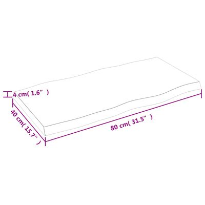 vidaXL Bordsskiva 80x40x(2-4) cm obehandlad massiv ek levande kant