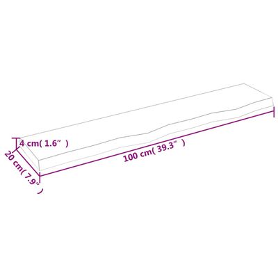 vidaXL Bordsskiva ljusbrun 100x20x4 cm behandlad massiv ek