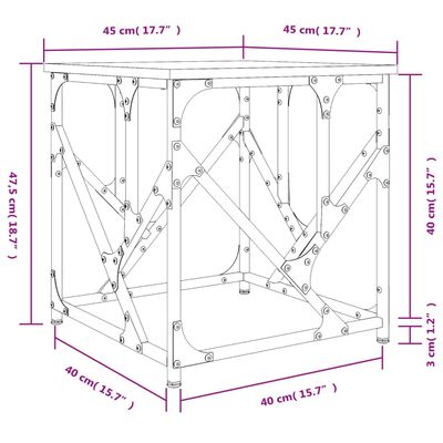 vidaXL Soffbord sonoma-ek 45x45x47,5 cm konstruerat trä