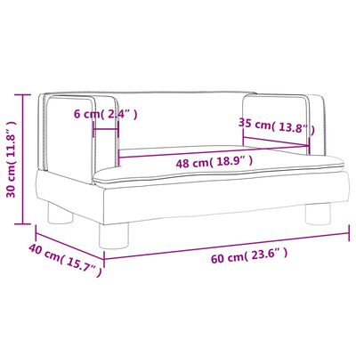 vidaXL Barnsoffa gräddvit 60x40x30 cm konstläder