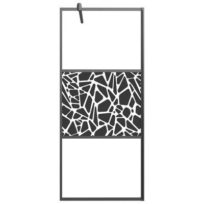 vidaXL Duschvägg med hylla svart 90x195 cm ESG-glas&aluminium