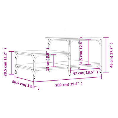 vidaXL Soffbord sonoma-ek 100x50,5x45 cm konstruerat trä