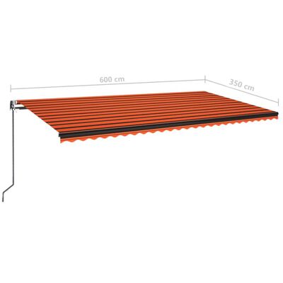 vidaXL Markis automatiskt infällbar 600x350 cm orange och brun