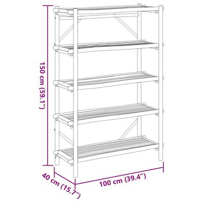 vidaXL Bokhylla 5 hyllplan 100x40x150 cm bambu