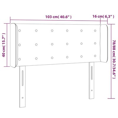 vidaXL Sänggavel LED mörkblå 103x16x78/88 cm sammet