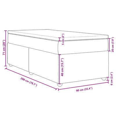 vidaXL Ramsäng med madrass blå 90x200 cm tyg