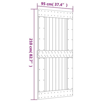 vidaXL Skjutdörr med beslag 95x210 cm massiv furu