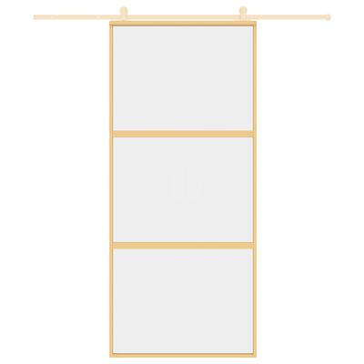 vidaXL Skjutdörr guld 90x205 cm klart ESG-glas och aluminium