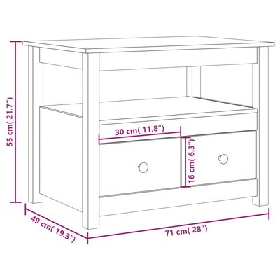 vidaXL Soffbord svart 71x49x55 cm massiv furu