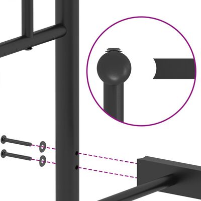 vidaXL Sängram med huvudgavel och fotgavel svart metall 90x200 cm