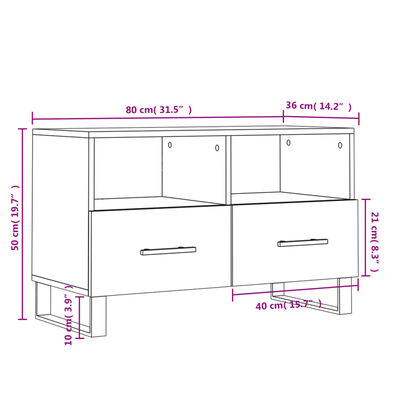 vidaXL Tv-bänk vit högglans 80x36x50 cm konstruerat trä