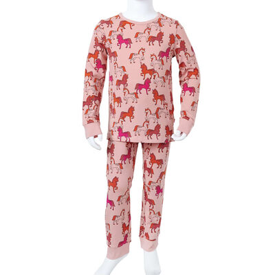 Pyjamas med långa ärmar för barn ljusrosa 116