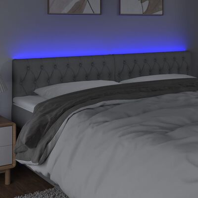 vidaXL Sänggavel LED ljusgrå 200x7x78/88 cm tyg