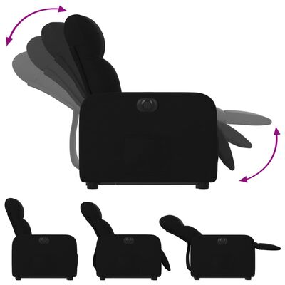 vidaXL Elektrisk reclinerfåtölj med uppresningshjälp svart tyg