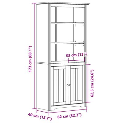 vidaXL Bokhylla BODO vit och brun 82x40x173 cm massiv furu