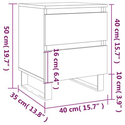 vidaXL Sängbord 2 st brun ek 40x35x50 cm konstruerat trä