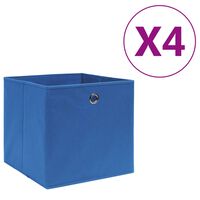 vidaXL Förvaringslådor 4 st non-woven tyg 28x28x28 cm blå