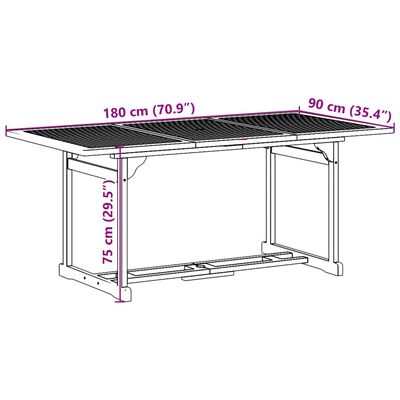 vidaXL Matgrupp för trädgården 9 delar 180x90x75 cm massivt akaciaträ