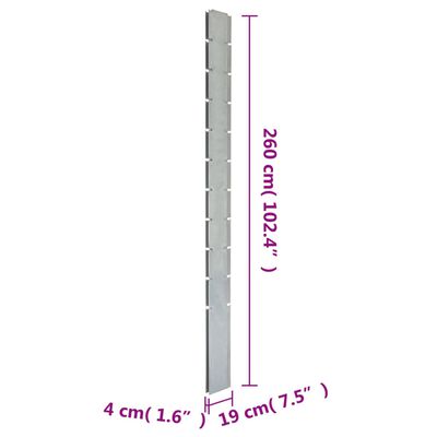 vidaXL Gabionstolpe silver 260 cm galvaniserat stål