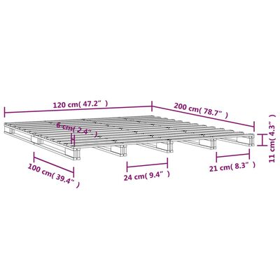 vidaXL Pallsäng vit 120x200 cm massiv furu