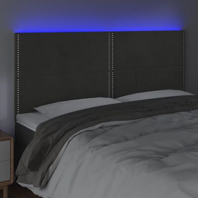 vidaXL Sänggavel LED mörkgrå 160x5x118/128 cm sammet