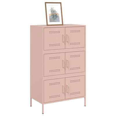 vidaXL Högskåp rosa 68x39x113 cm stål