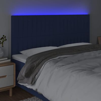 vidaXL Sänggavel LED blå 180x5x118/128 cm tyg