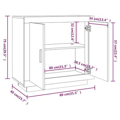 vidaXL Skåp rökfärgad ek 80x40x75 cm konstruerat trä