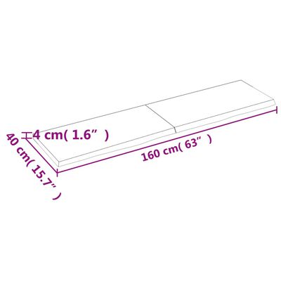 vidaXL Bordsskiva 160x40x(2-4) cm obehandlad massiv ek