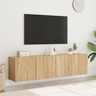 vidaXL Väggmonterad tv-bänk 2 st sonoma-ek 80x30x41 cm