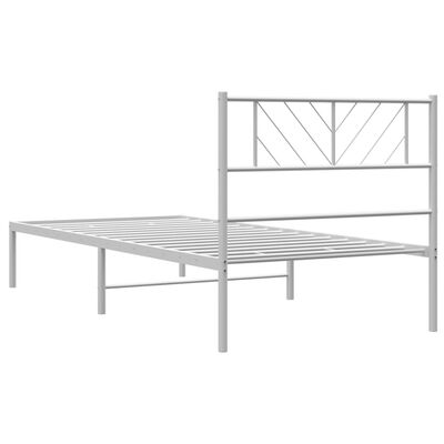 vidaXL Sängram med huvudgavel metall vit 107x203 cm