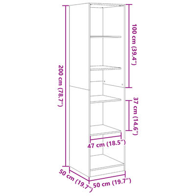 vidaXL Garderob svart 50x50x200 cm konstruerat trä