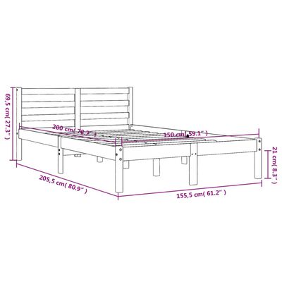 vidaXL Sängram utan madrass vaxbrun 150x200 cm massiv furu