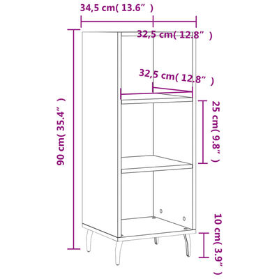 vidaXL Skänk vit 34,5x32,5x90 cm konstruerat trä