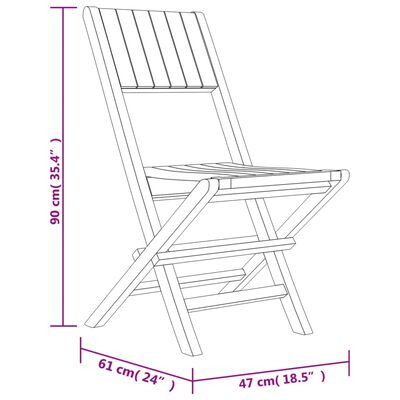 vidaXL Hopfällbara trädgårdsstolar 8 st 47x61x90 cm massiv teak