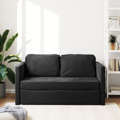 vidaXL Golvbäddsoffa 2-i-1 svart 122x204x55 cm sammet