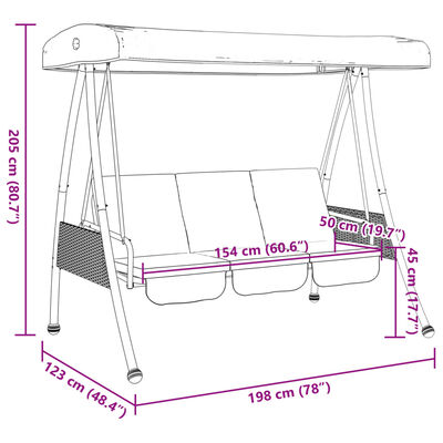 vidaXL Hammock med justerbart tak brun stål