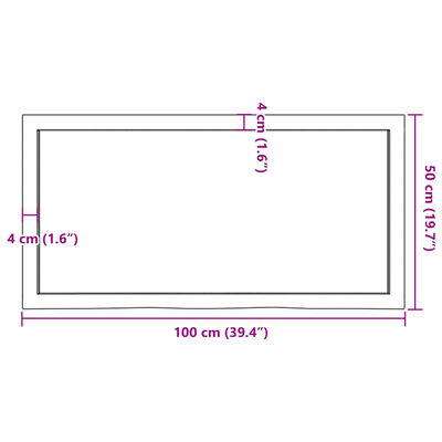 vidaXL Bordsskiva ljusbrun 100x50x(2-4) cm behandlad massiv ek