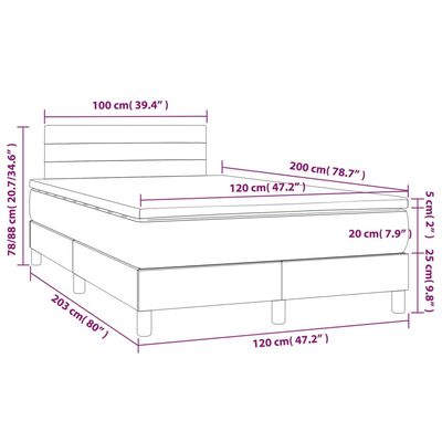 vidaXL Ramsäng med madrass & LED svart 120x200 cm tyg