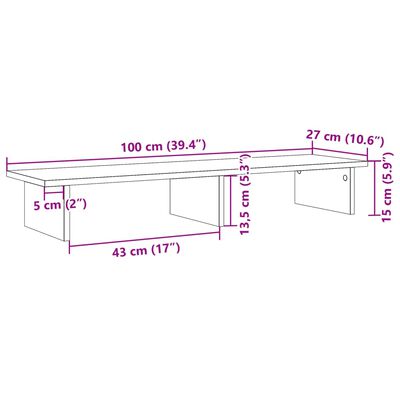 vidaXL Skärmställ brun ek 100x27x15 cm konstruerat trä