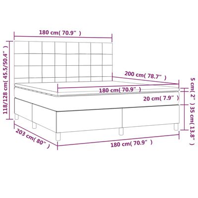 vidaXL Ramsäng med madrass ljusgrå 180x200 cm sammet