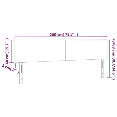 vidaXL Sänggavel LED mörkgrå 200x5x78/88 cm sammet