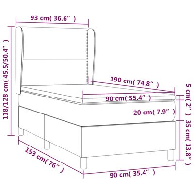 vidaXL Ramsäng med madrass rosa 90x190 cm sammet