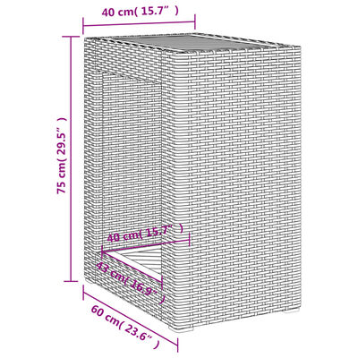 vidaXL Trädgårdsbord med träskiva grå 60x40x75 cm konstrotting