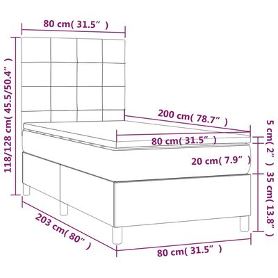 vidaXL Ramsäng med madrass mörkgrå 80x200 cm sammet