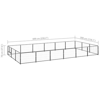 vidaXL Hundgård svart 18 m² stål