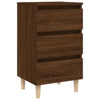 vidaXL Sängbord med ben i massivt trä brun ek 40x35x69 cm